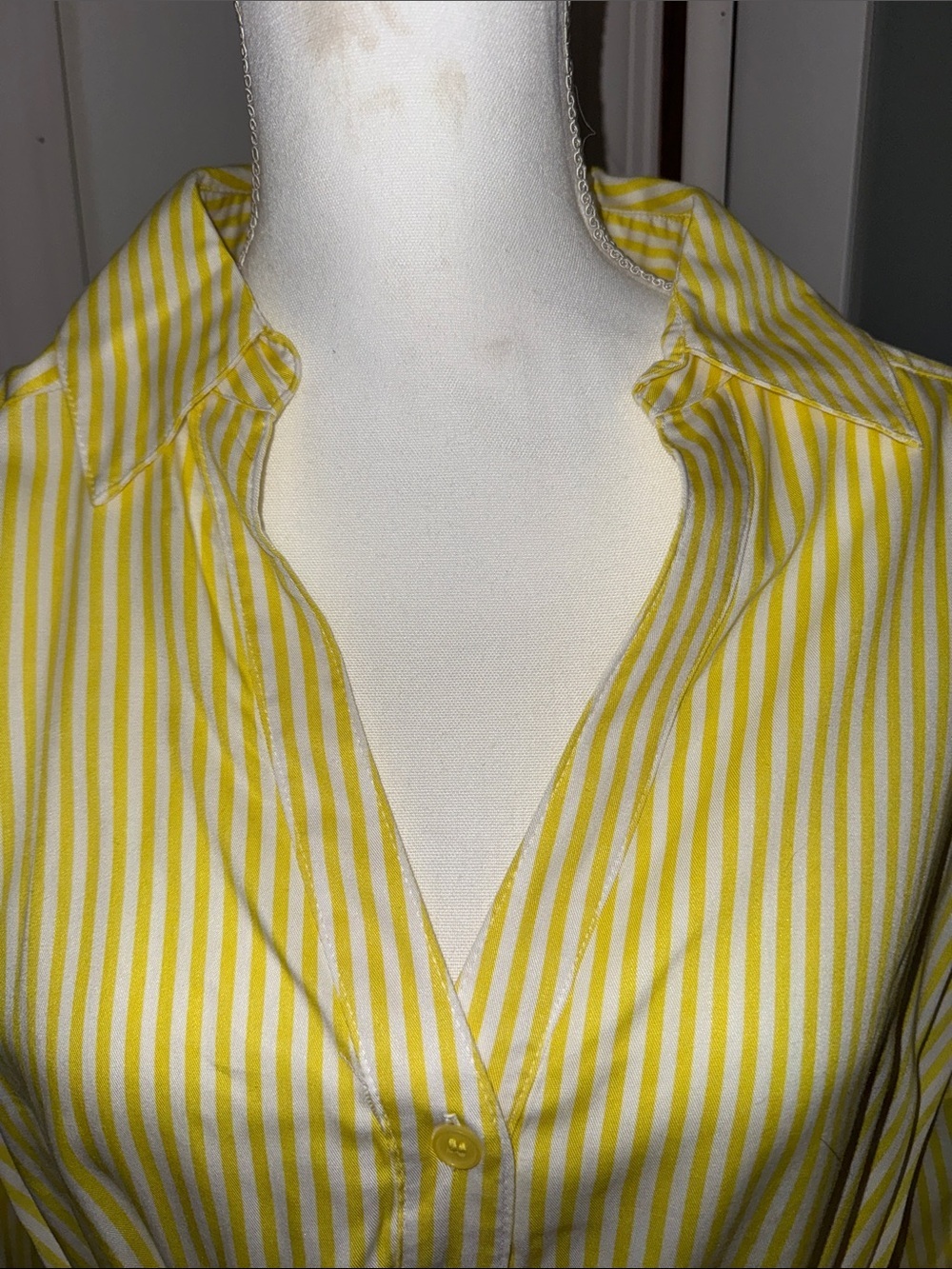 Lane Bryant Yellow Striped Shirt Tunic with Self Tie - Picture 3 of 10